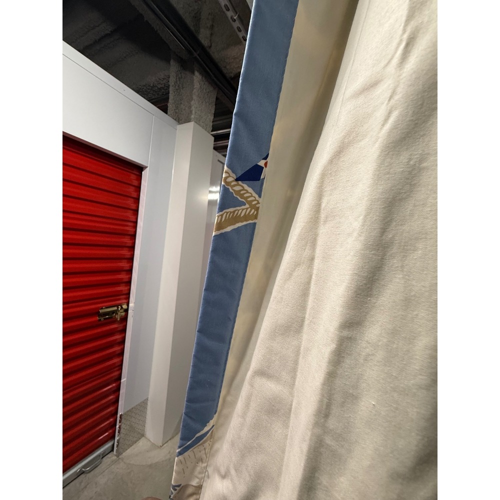 Summer Regatta Linen Print, Navy - Schumacher Curtain (4)) Panels 84in - Picture 9 of 13
